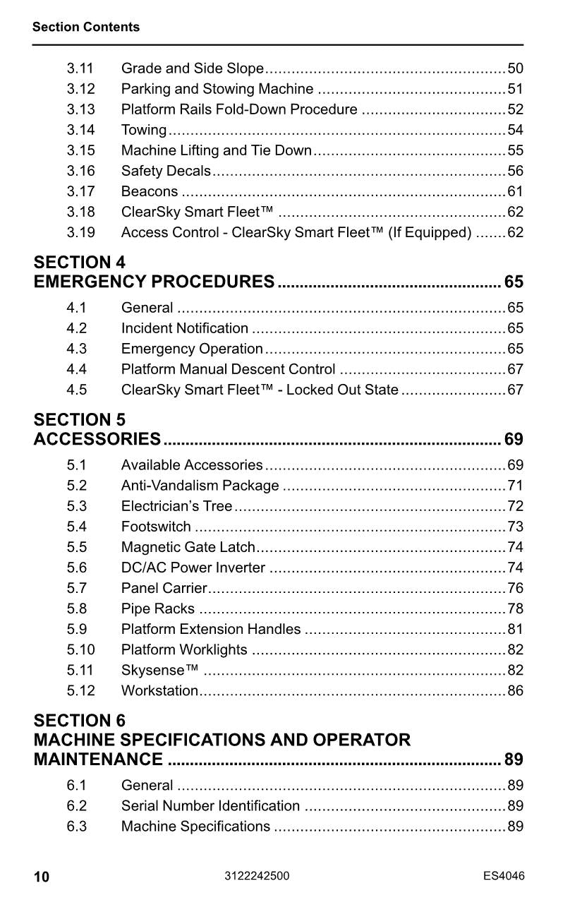 JLG ES4046 Scissor Lift Maintenance Operation Operators Manual