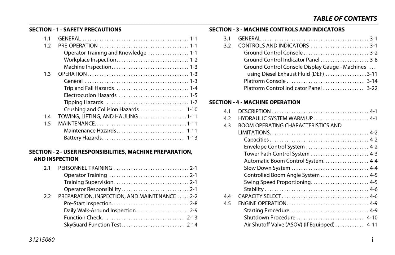 JLG 1500AJP Boom Lift Maintenance Operation Operators Manual 31215060