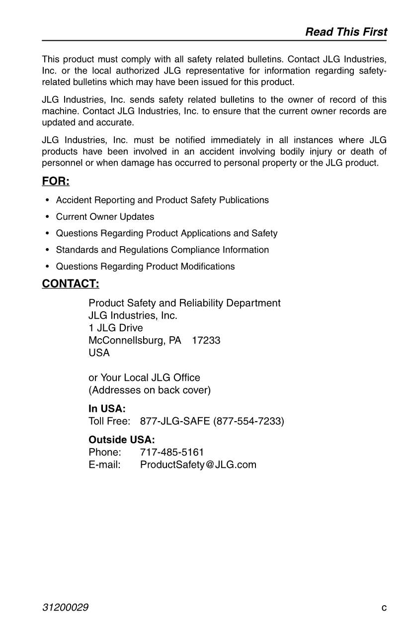 JLG 3513 4013 4017 Telehandler Maintenance Operation Operators Manual 31200029