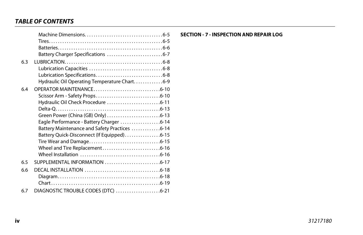 JLG R4045 Boom Lift Maintenance Operation Operators Manual