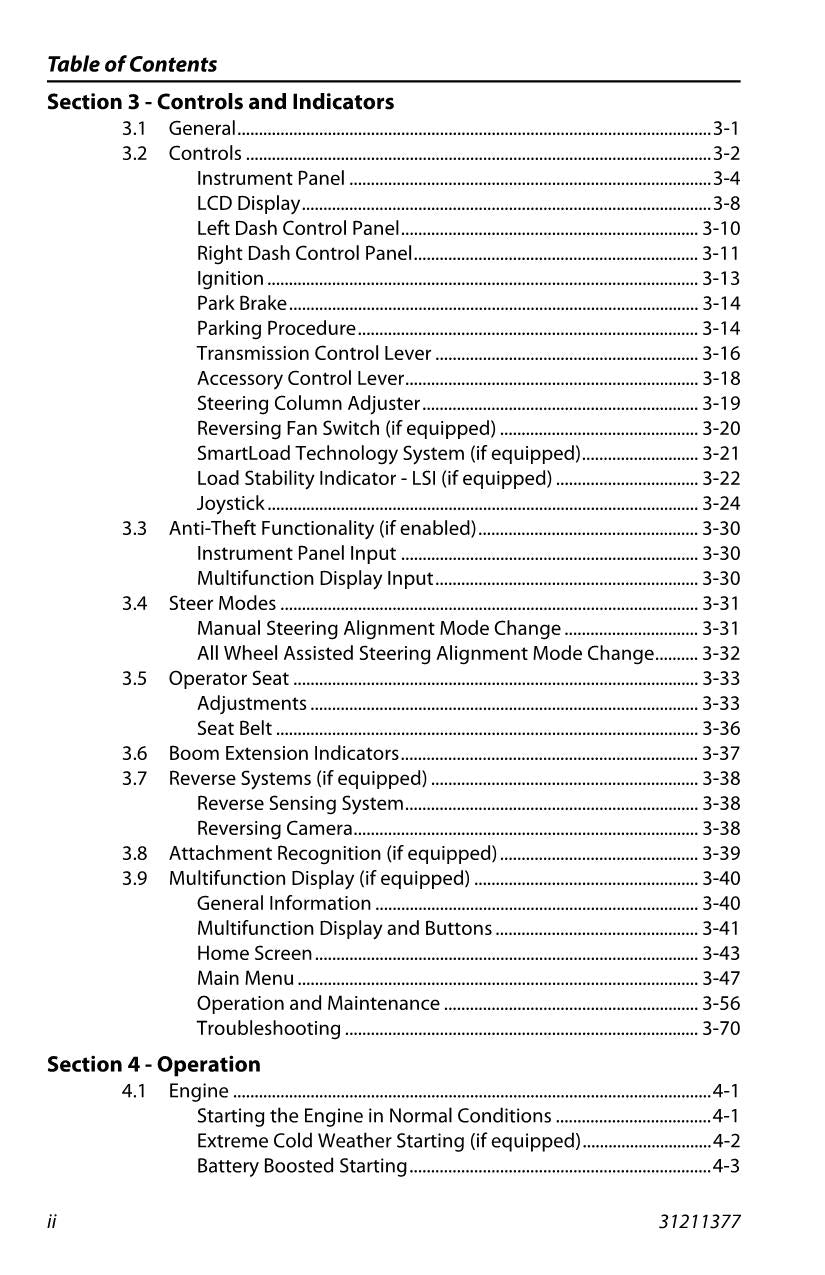 JLG 1644 1732 7013H 8010H Telehandler Maintenance Operators Manual 31211377