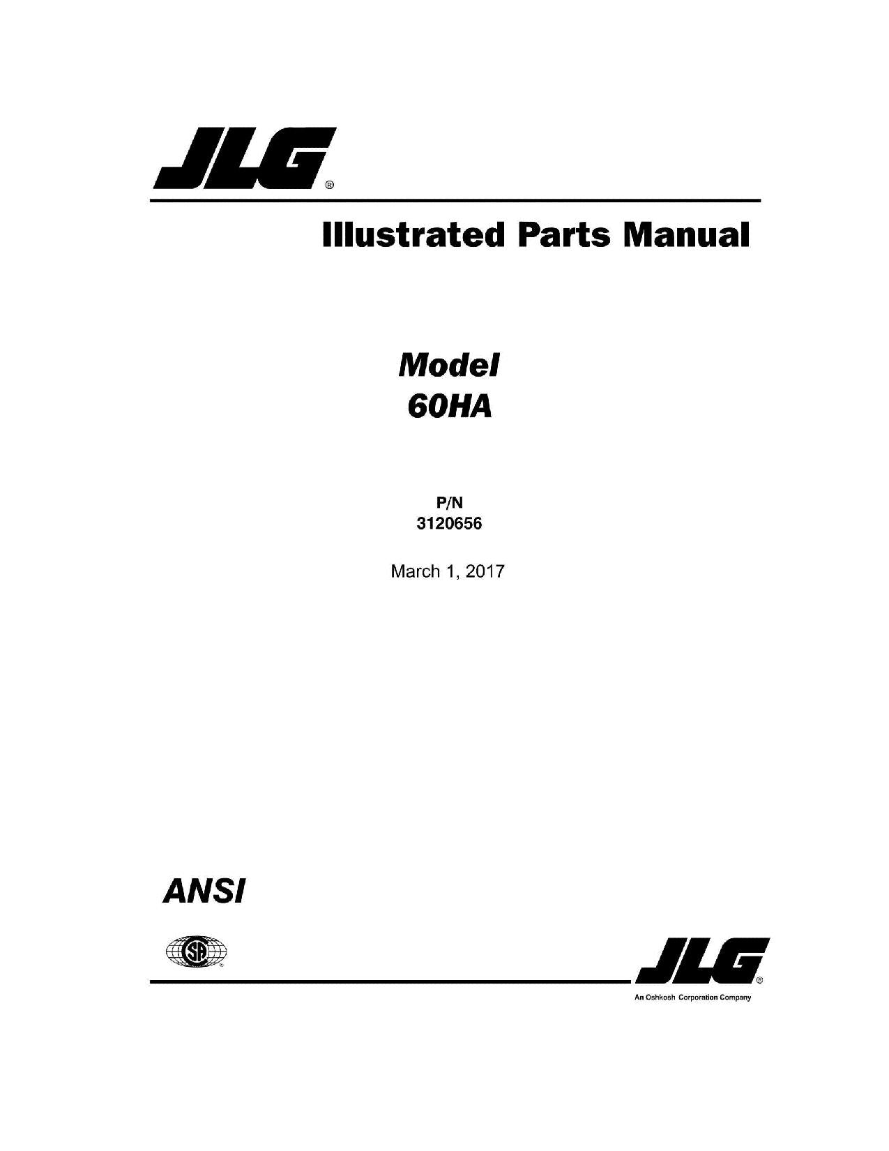 JLG 60HA Boom Lift Parts Catalog Manual 3120656