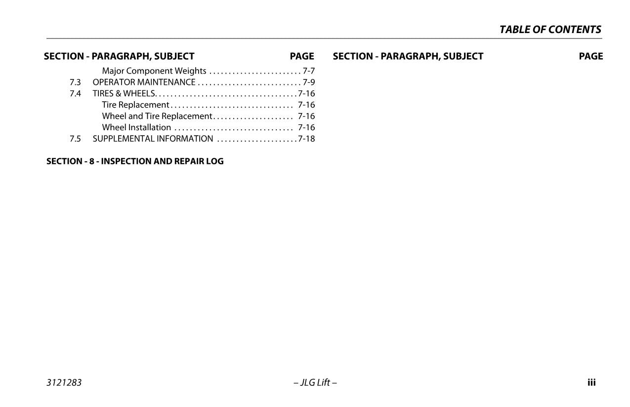 JLG 18RS 18RSJ Boom Lift Maintenance Operation Operators Manual