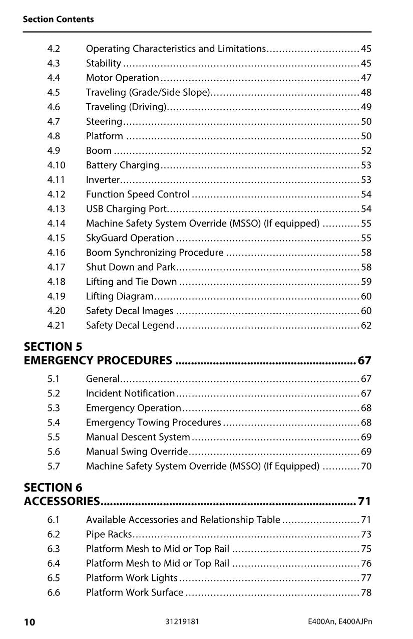 JLG E400AJP narrow E400A narrow Boom Lift Operators Manual 31219181