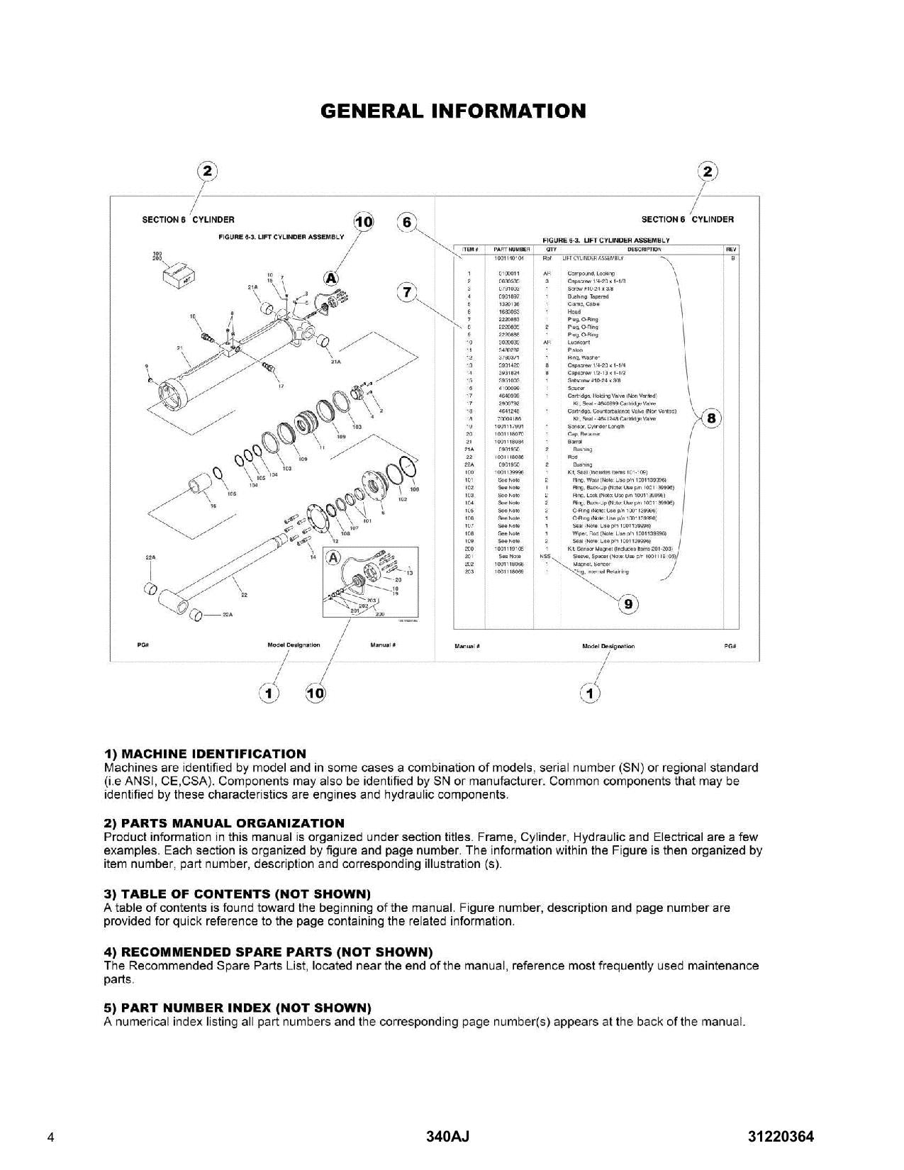 JLG 340AJ Boom Lift Parts Catalog Manual 31220364