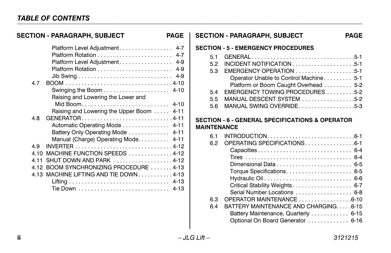 JLG E400A E400AJP narrow E400A M400A M400AJP M400A Boom Lift Operators Manual