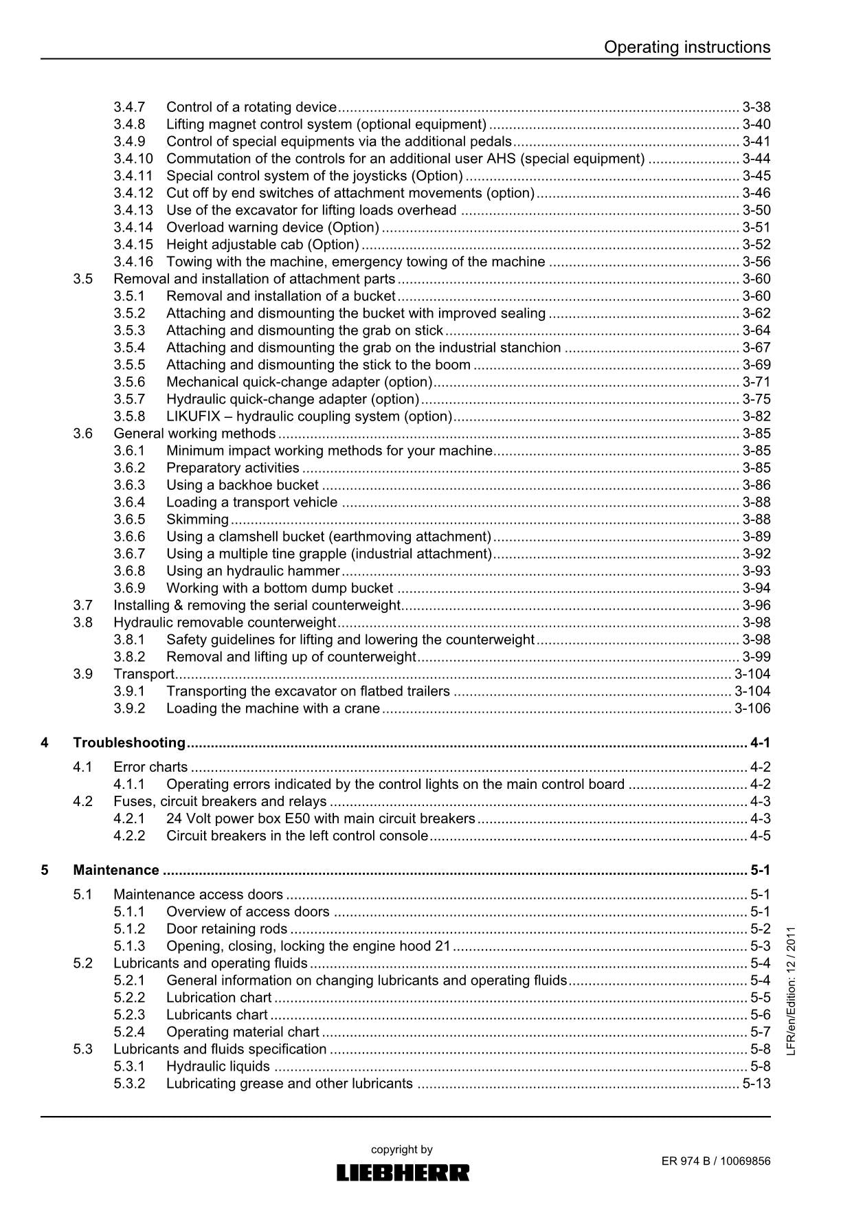 Liebherr ER974 B Excavator Operators manual