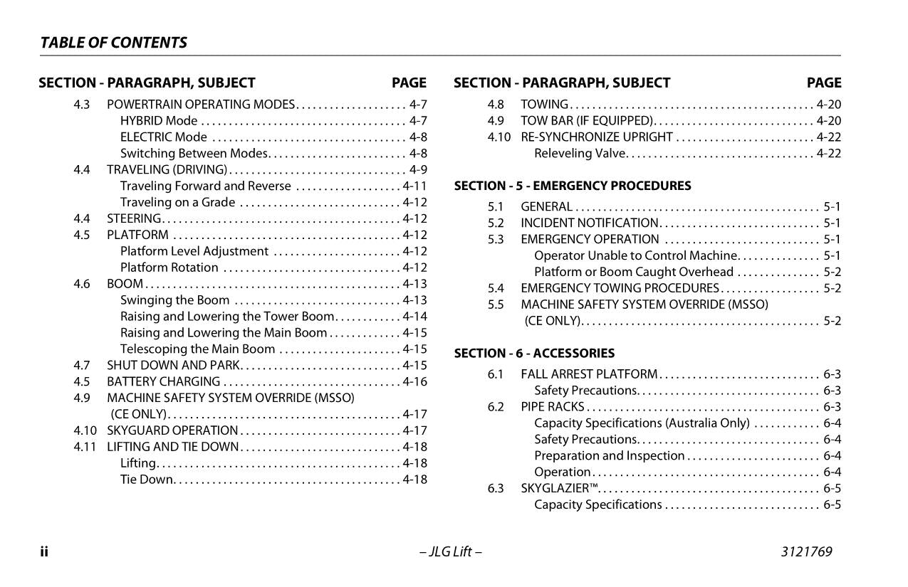 JLG H800AJ Boom Lift Maintenance Operation Operators Manual 3121769