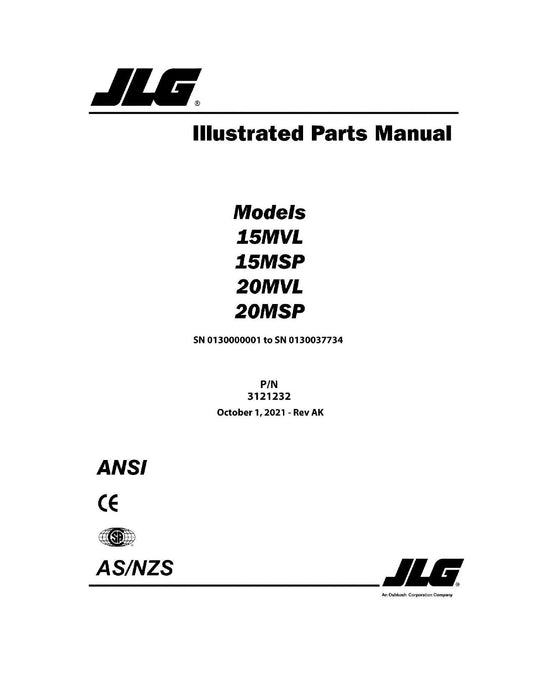 JLG 15MSP 15MVL 20MSP 20MVL Vertical Mast Parts Catalog Manual