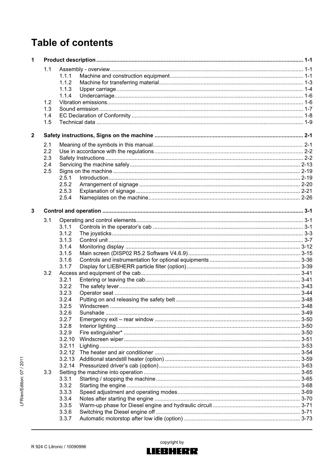 Liebherr R924 C Litronic Excavator Operators manual serial 31057