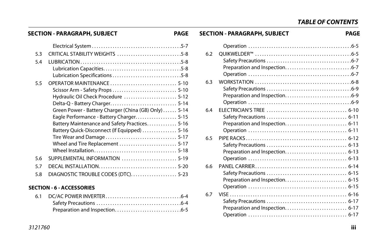 JLG 4045R Scissor Lift Maintenance Operation Operators Manual