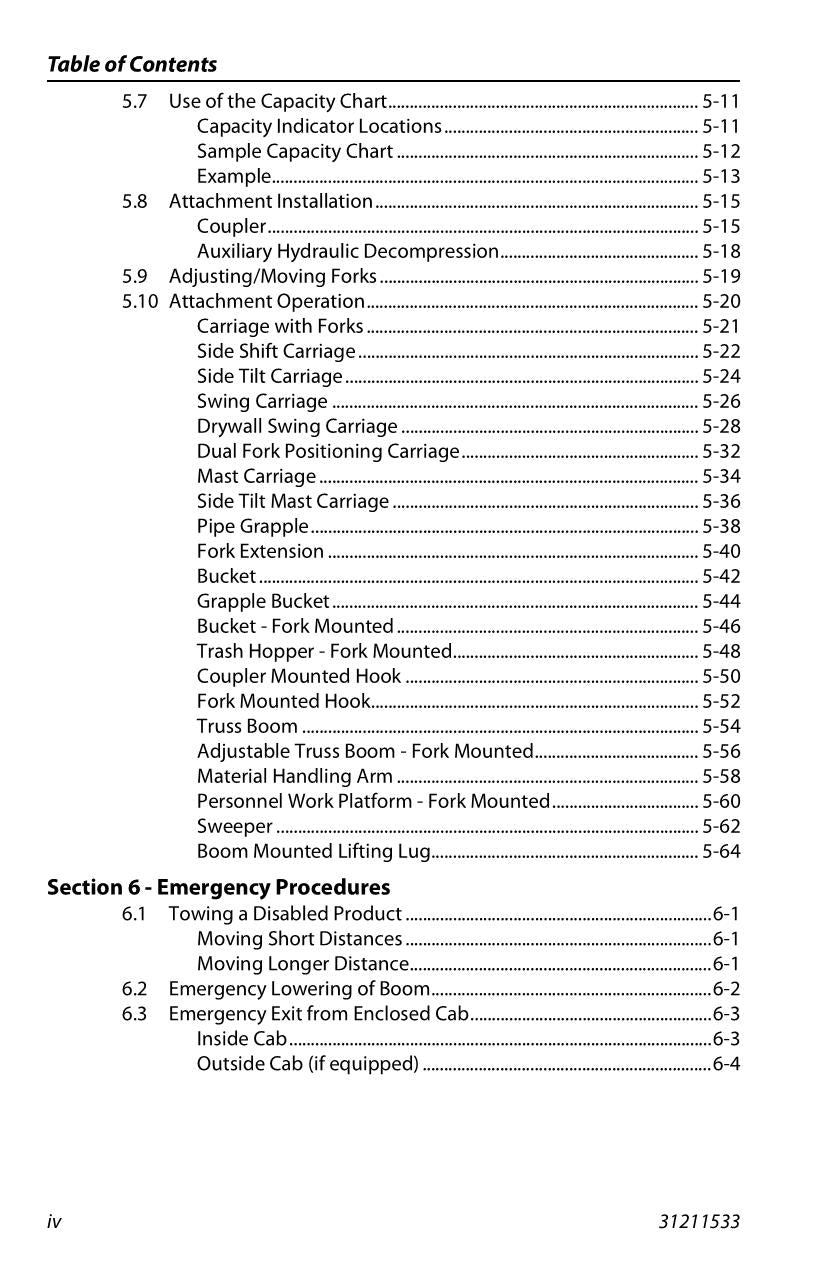 JLG 1043 1055 1255 742 943 Telehandler Maintenance Operators Manual 31211533