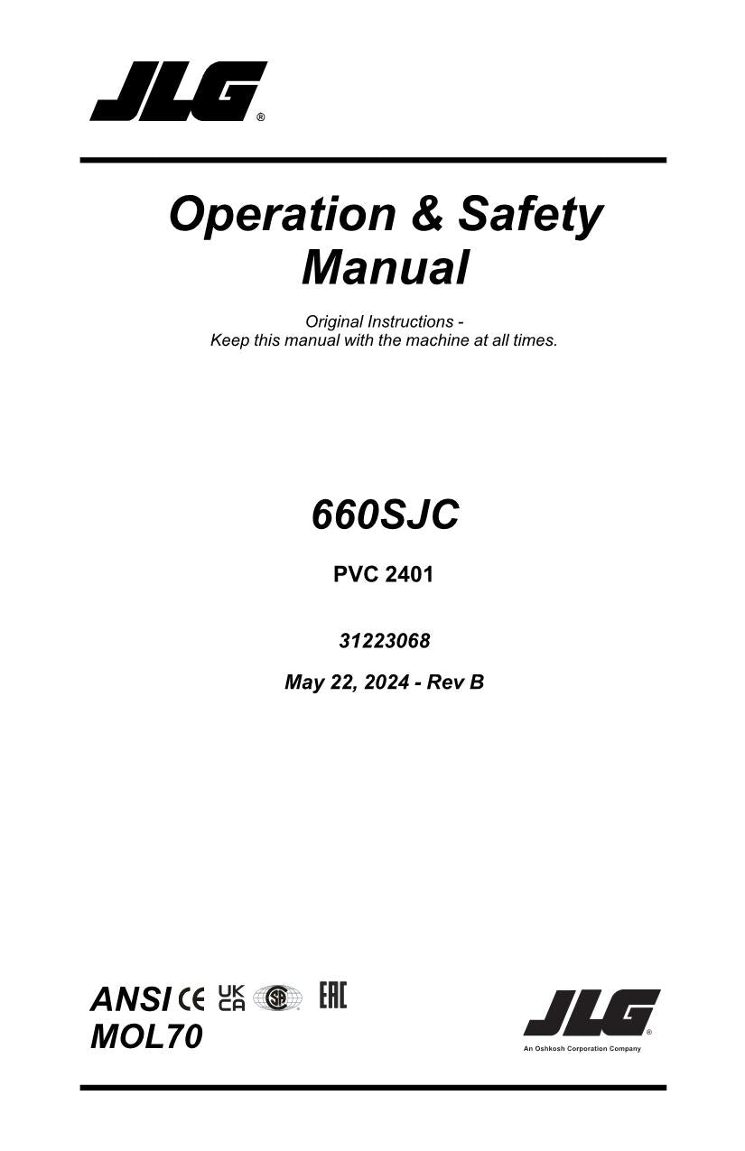 JLG 660SJC Boom Lift Maintenance Operation Operators Manual 31223068