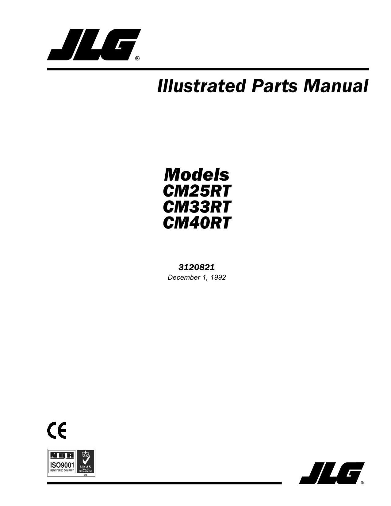 JLG CM25RT CM33RT CM40RT Scissor Lift Parts Catalog Manual