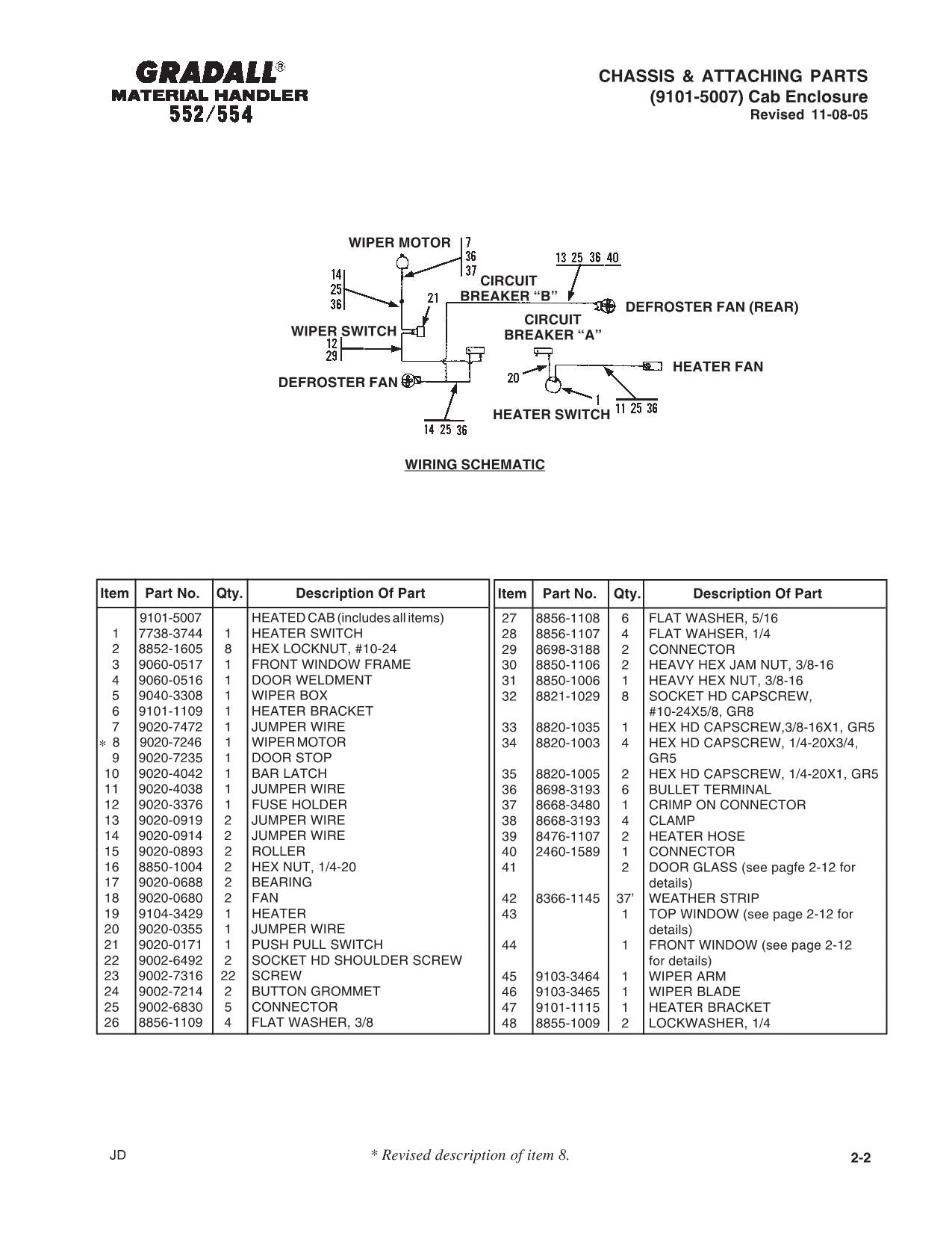 GRADALL JLG 552 554 Telehandler Parts Catalog Manual