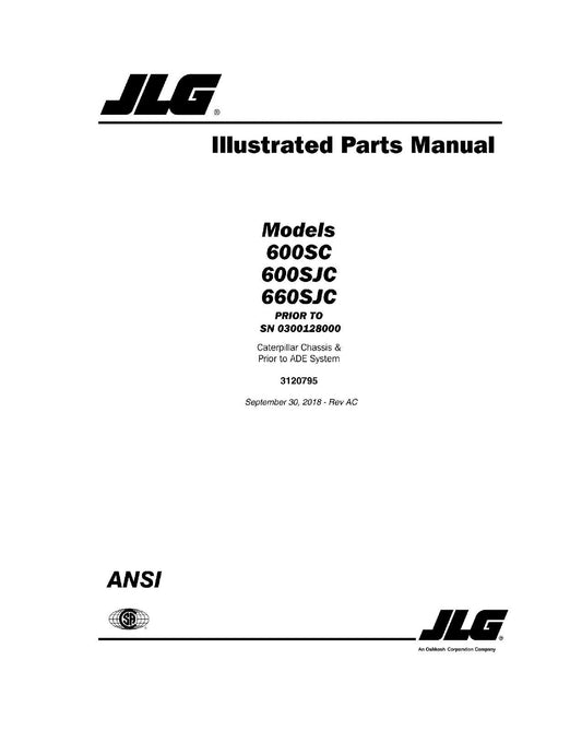 JLG 600SC 600SJC 660SJC Boom Lift Parts Catalog Manual Chassi