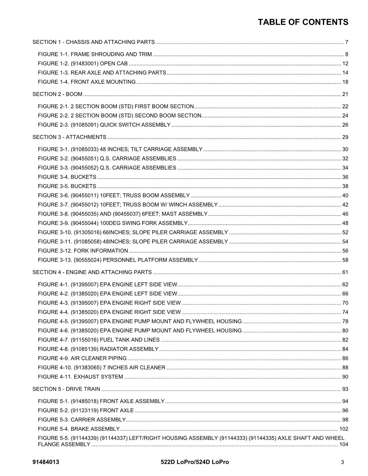 GRADALL 522D 524D Telehandler Parts Catalog Manual