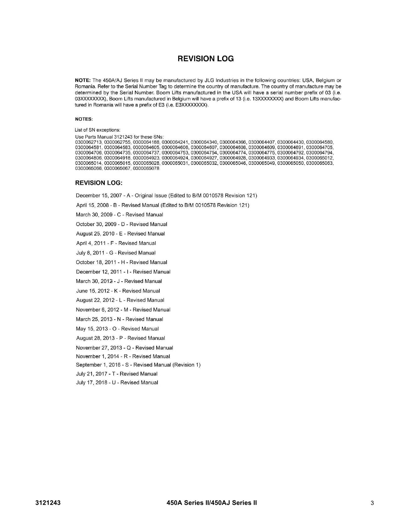 JLG 450A Series II 450AJ Series II Boom Lift Parts Catalog Manual