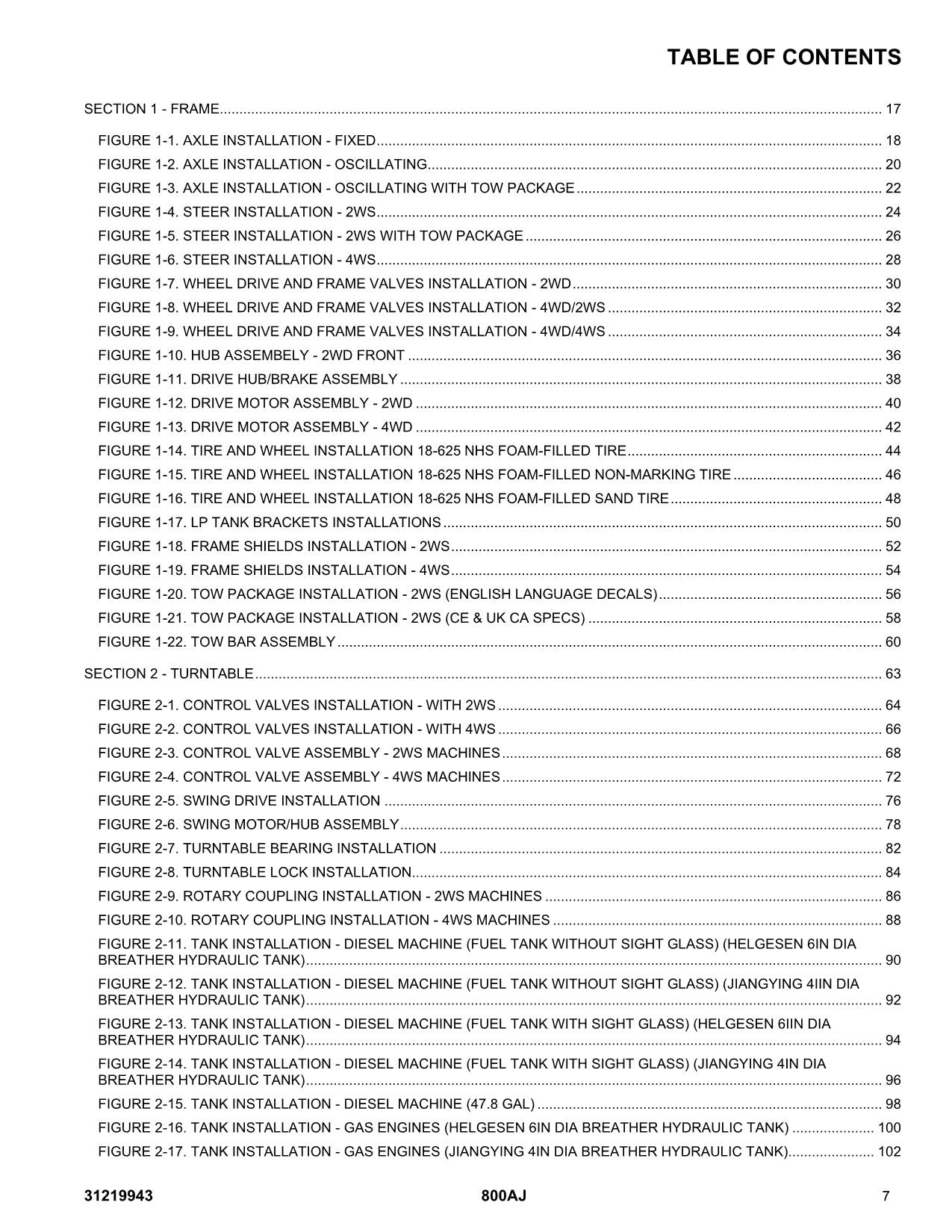 JLG 800AJ Boom Lift Parts Catalog Manual 31219943