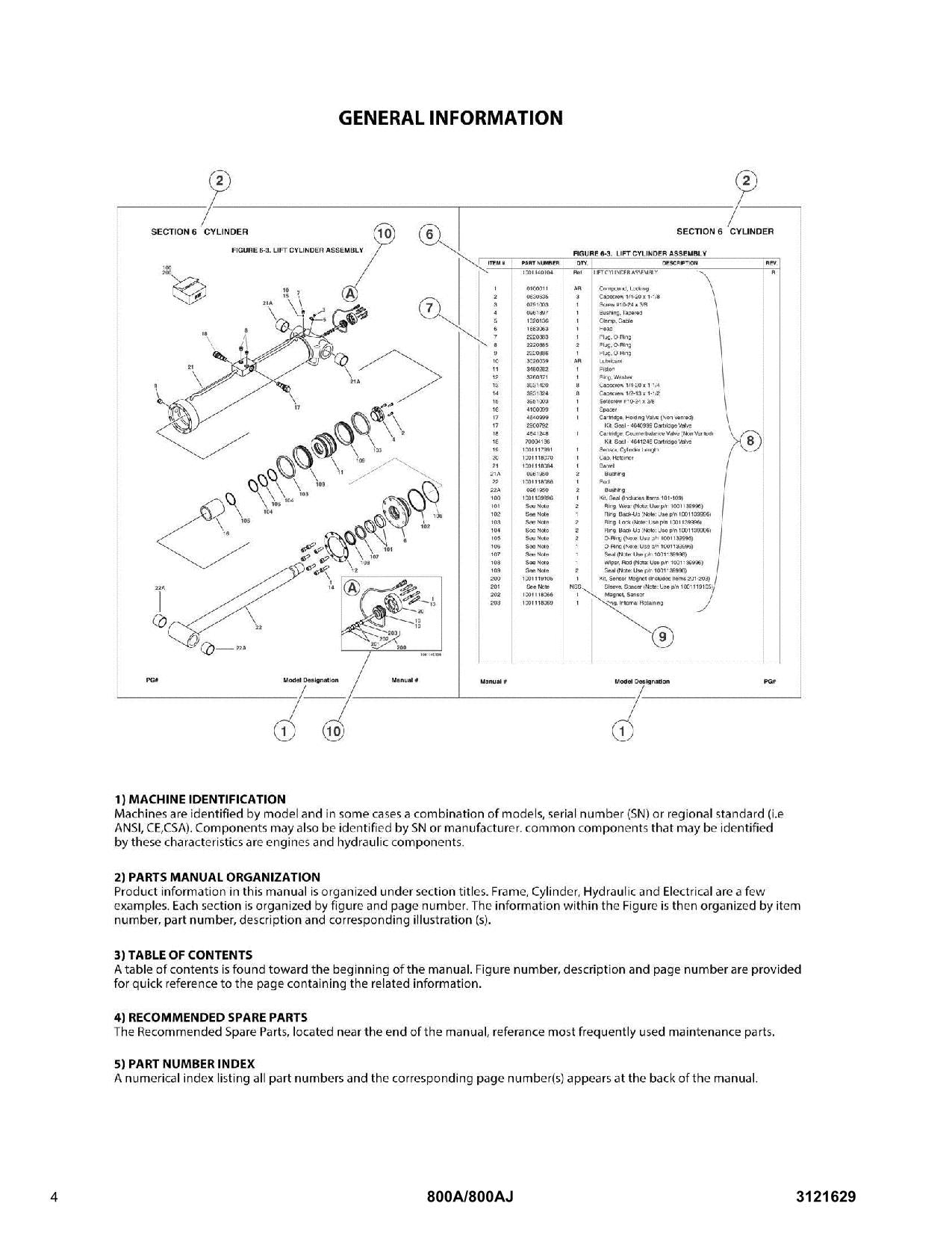 JLG 800A 800AJ Boom Lift Parts Catalog Manual 0300183034-0300272376