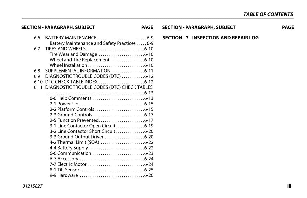 JLG 1230ES Boom Lift Maintenance Operation Operators Manual