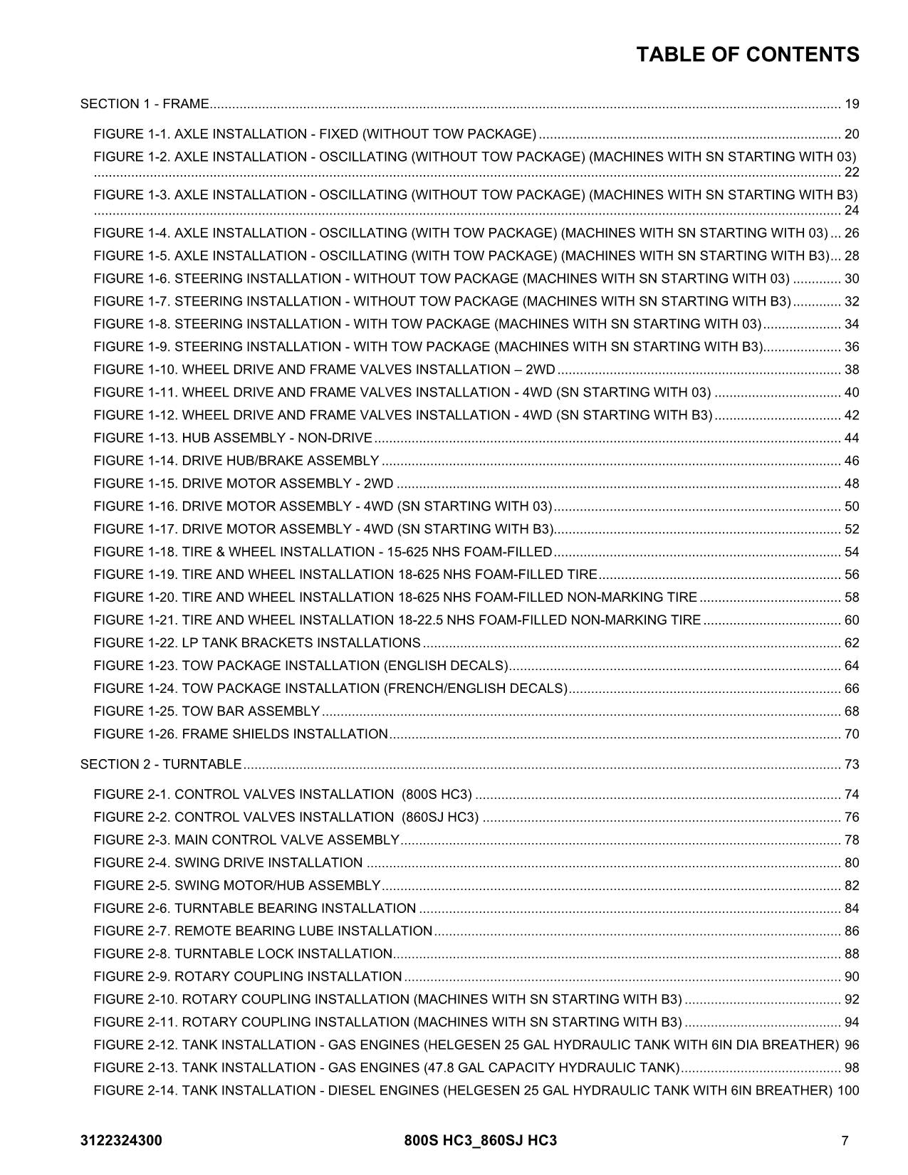 JLG 800S HC3 860SJ HC3 Boom Lift Parts Catalog Manual