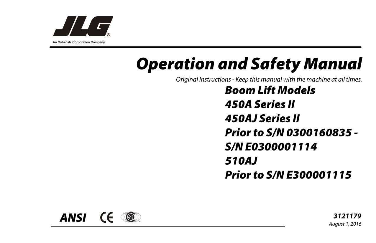 JLG 450A Series II 450AJ Series II 510AJ Boom Lift Operators Manual