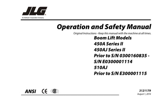 JLG 450A Series II 450AJ Series II 510AJ Boom Lift Operators Manual