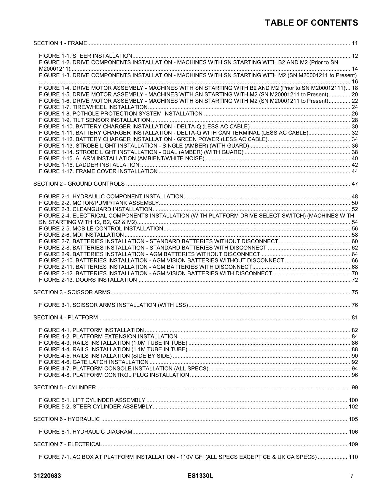 JLG ES1330L  Vertical Mast Parts Catalog Manual