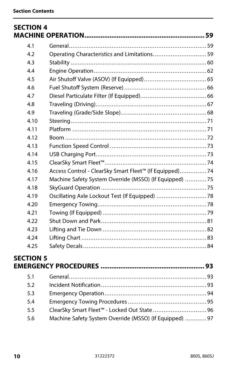 JLG 800S 860SJ Boom Lift Maintenance Operation Operators Manual 31222372