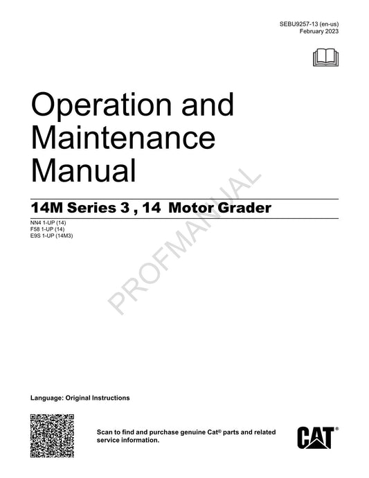 Caterpillar 14M Series 3 14 Motor Grader Operators Maintenance Manual