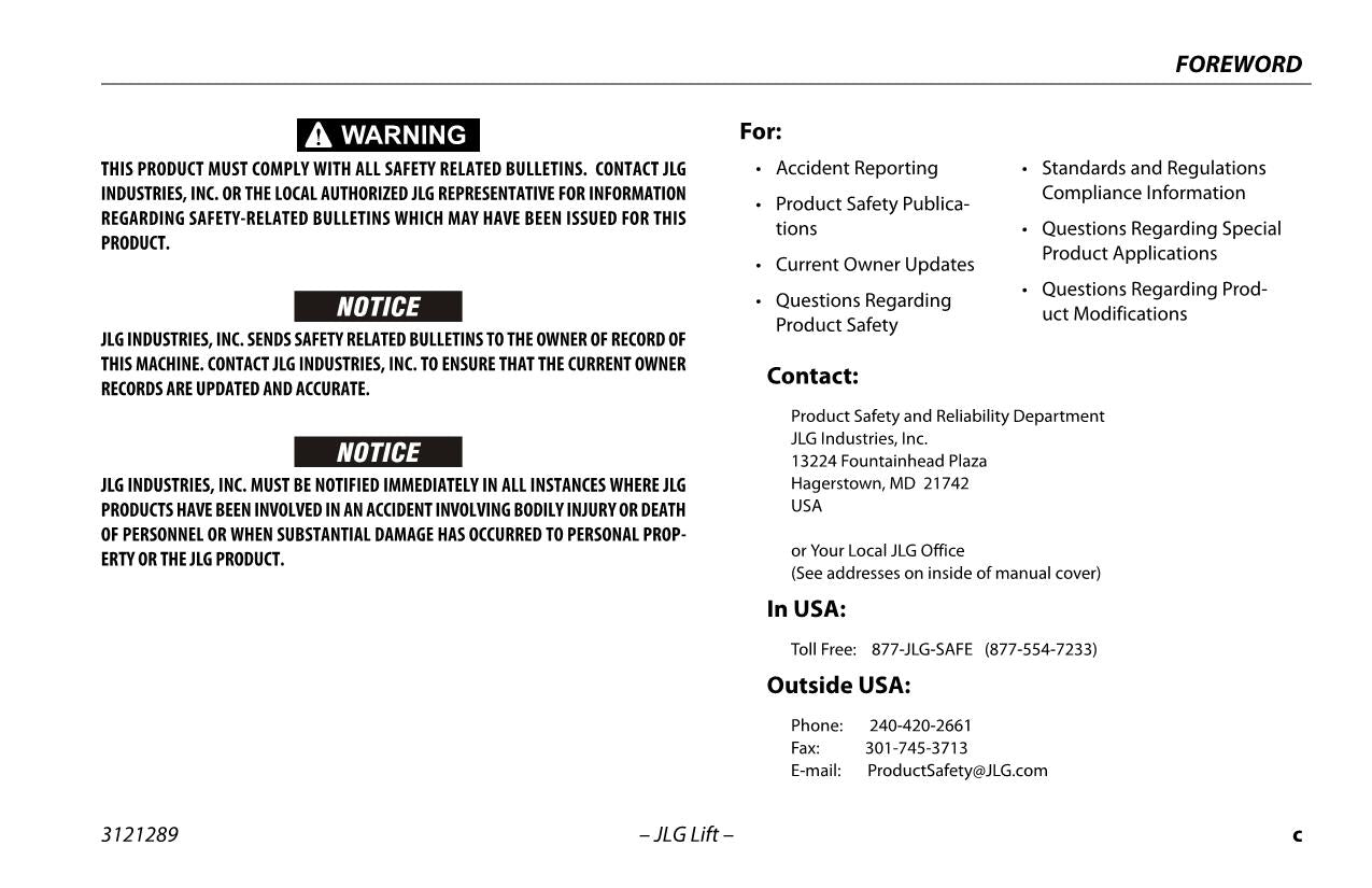 JLG 450A Series II 450AJ Series II Boom Lift Operators Manual