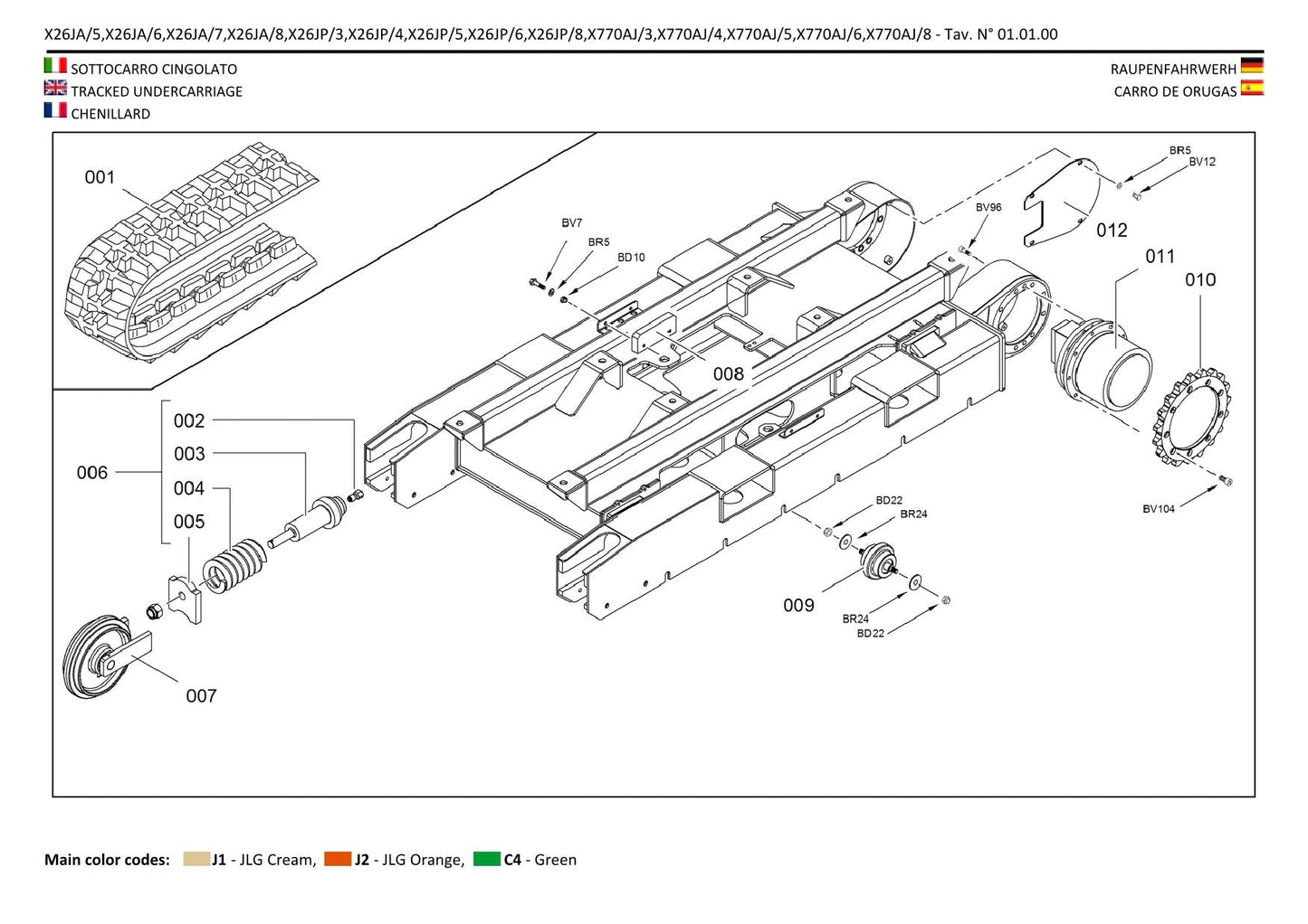 JLG X26JP X770AJ Compact Crawler Boom Parts Catalog Manual C170001399 to Present