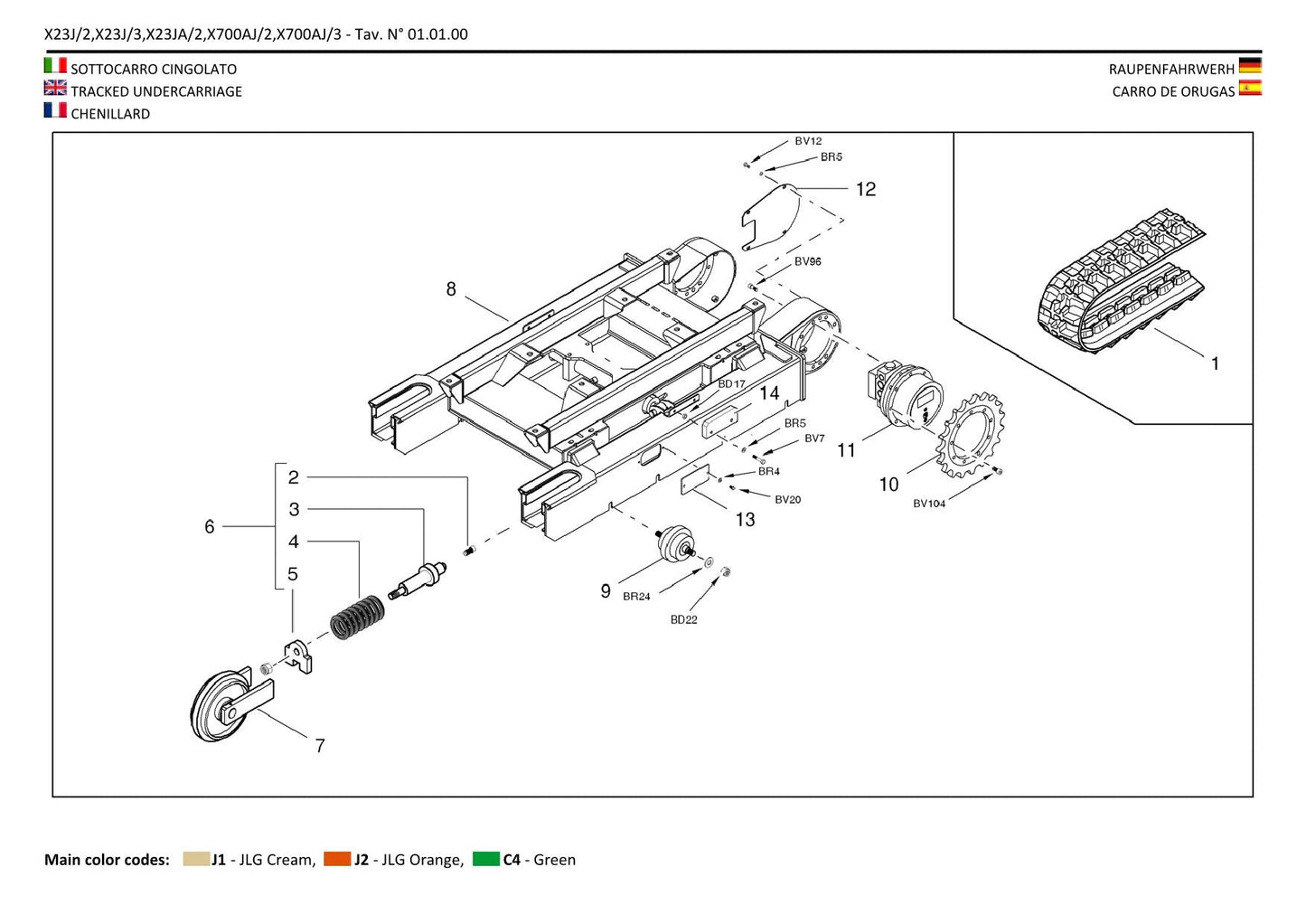 JLG X23J X700AJ Compact Crawler Boom Parts Catalog Manual Multi language