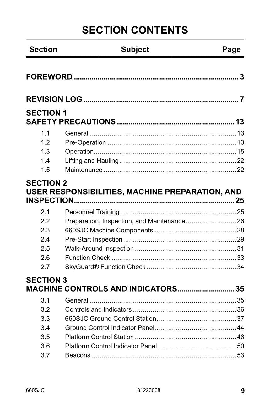 JLG 660SJC Boom Lift Maintenance Operation Operators Manual 31223068