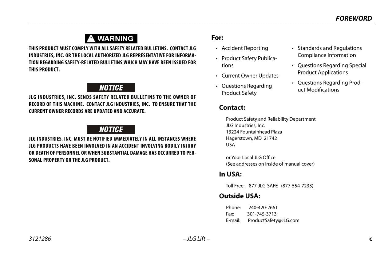 JLG 24RS 24RSJ Boom Lift Maintenance Operation Operators Manual