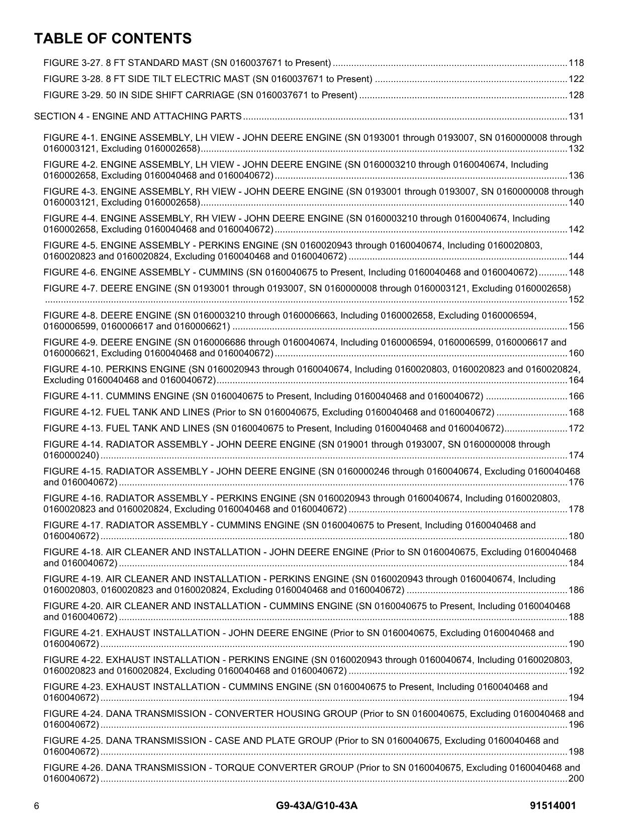 JLG G10-43A G9-43A Telehandler Parts Catalog Manual