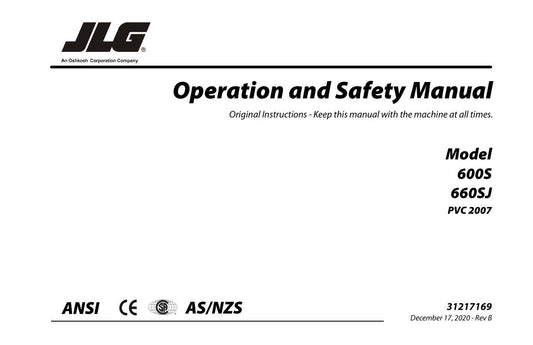 JLG 600S 660SJ Boom Lift Maintenance Operation Operators Manual 31217169