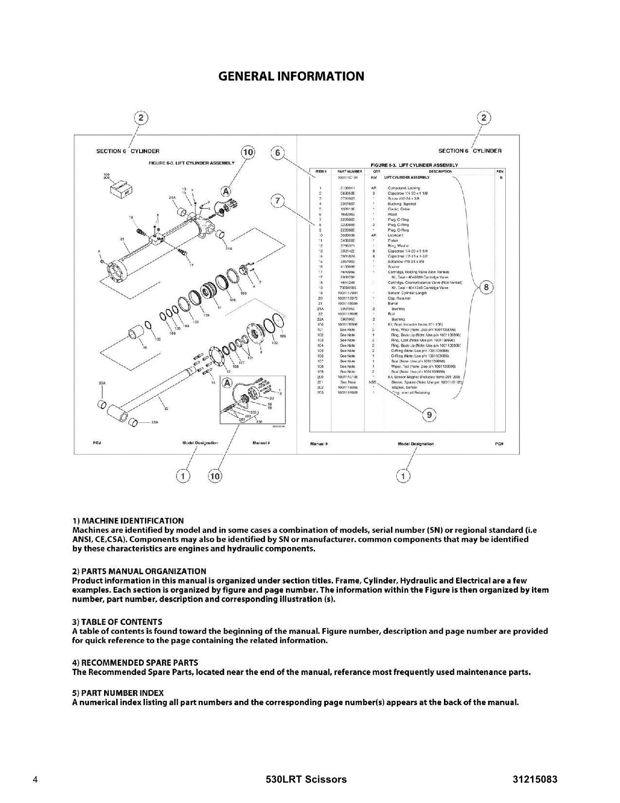 JLG 530LRT Scissor Lift Parts Catalog Hard Copy Manual