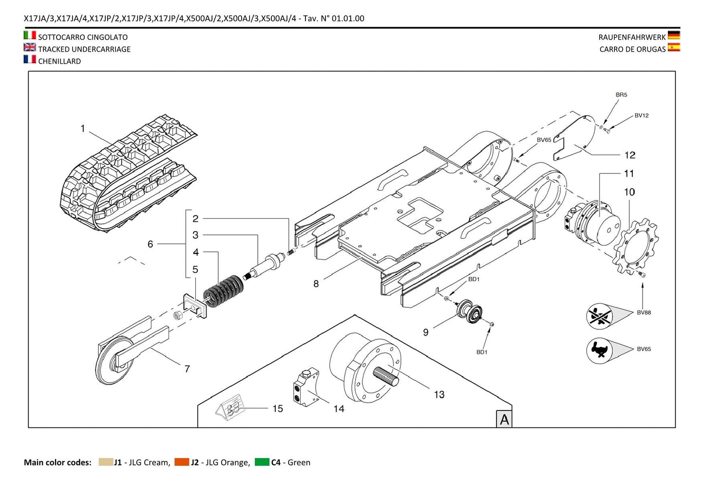 JLG GEN 2 X17JP GEN 2 X500AJ Compact Crawler Parts Catalog Manual Multi language