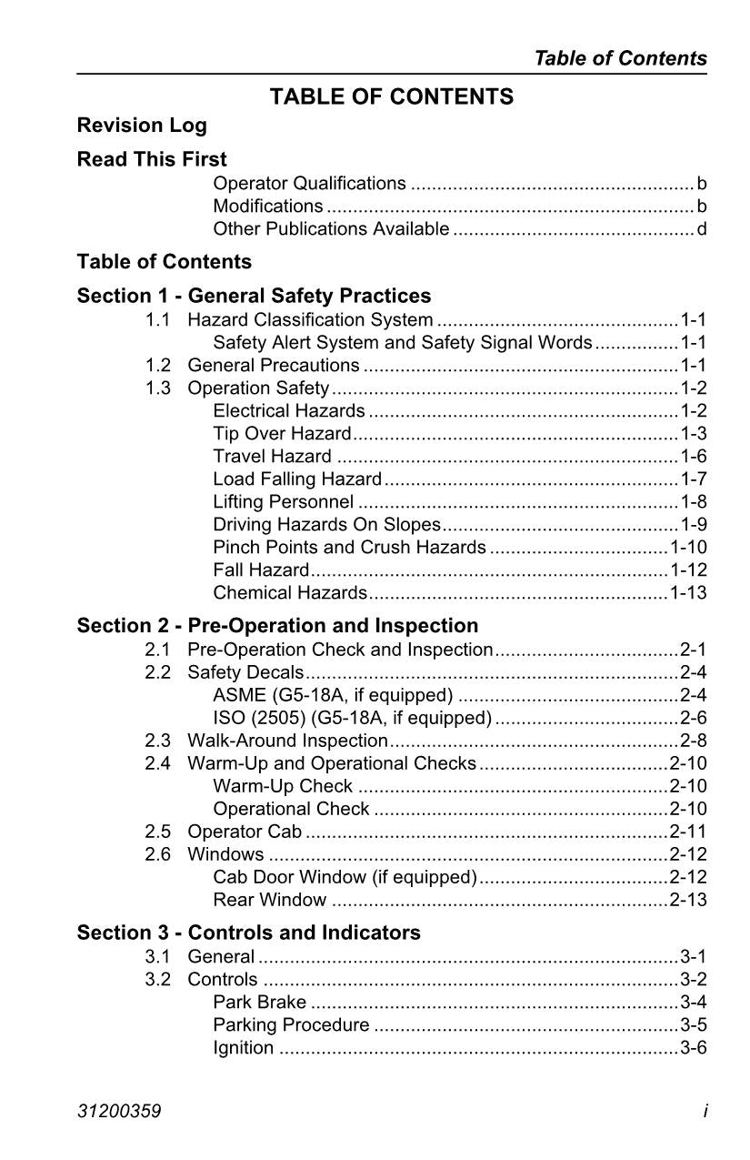 JLG 2505H G5-18A Telehandler Maintenance Operation Operators Manual 31200359