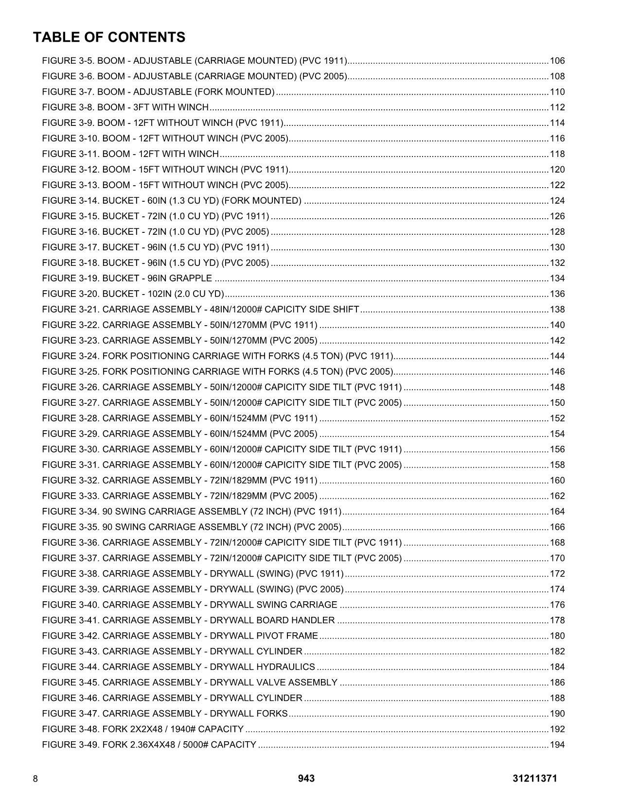 JLG  943 Telehandler Parts Catalog Manual