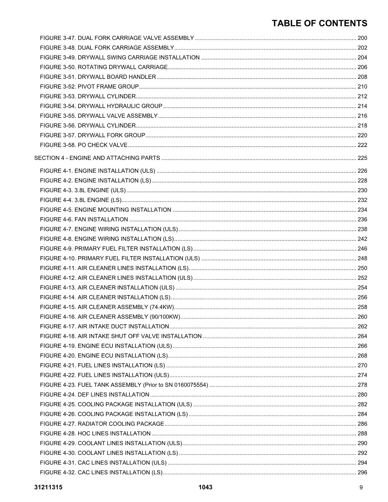 JLG 1043 Telehandler Parts Catalog Manual Prior to 0160101059