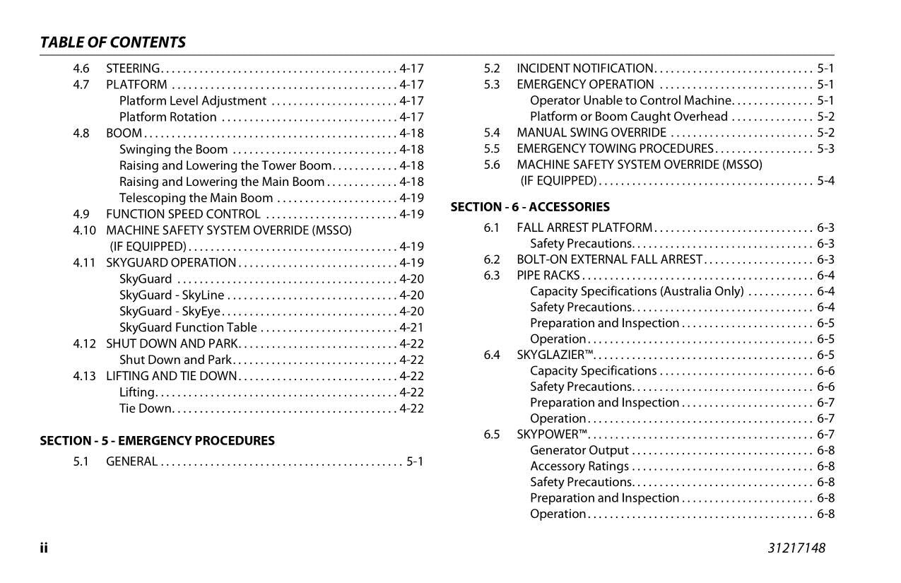 JLG 450A 450AJ Boom Lift Maintenance Operation Operators Manual 31217148