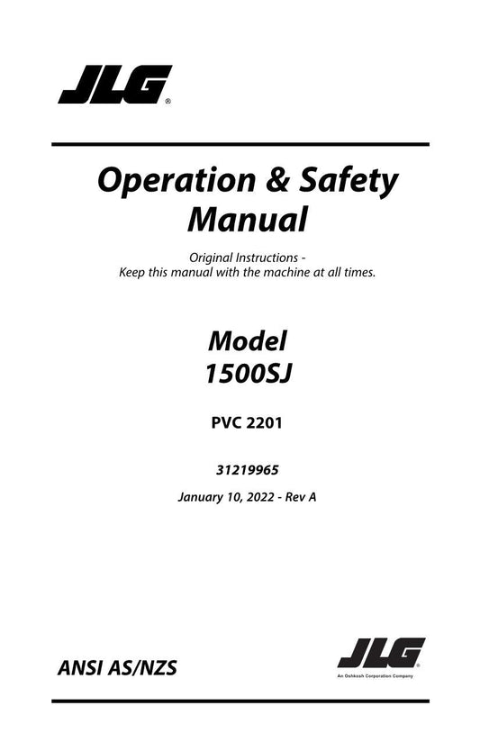 JLG 1500SJ Boom Lift Maintenance Operation Operators Manual 31219965