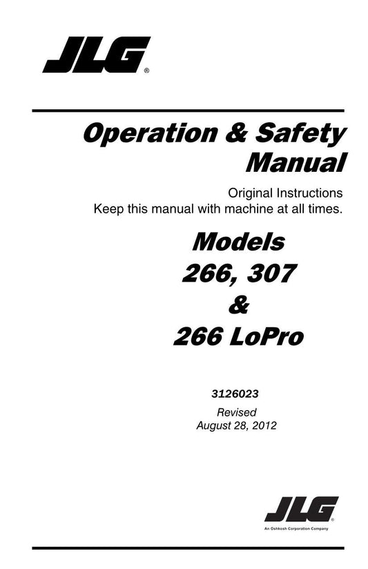 JLG 266 266 LoPro 307 Telehandler Maintenance Operation Operators Manual