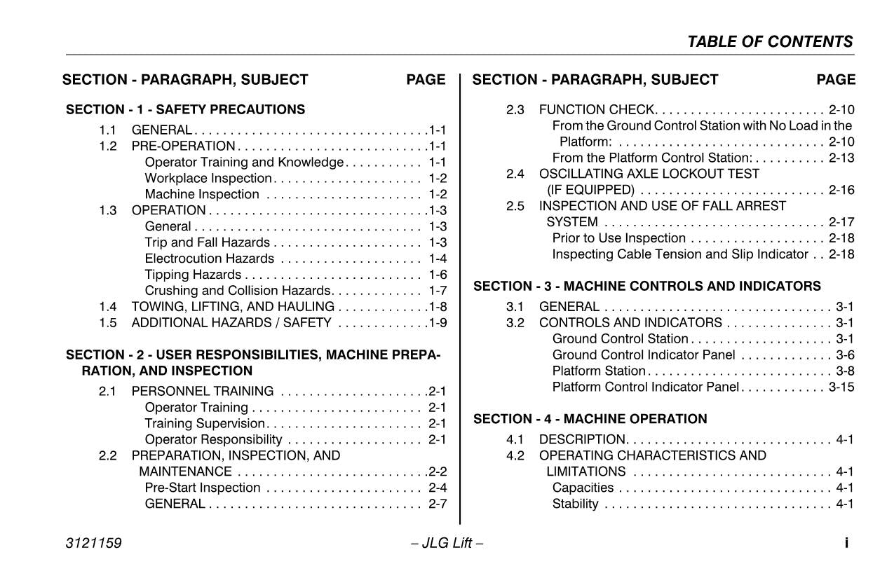 JLG 740AJ Boom Lift Maintenance Operation Operators Manual 3121159