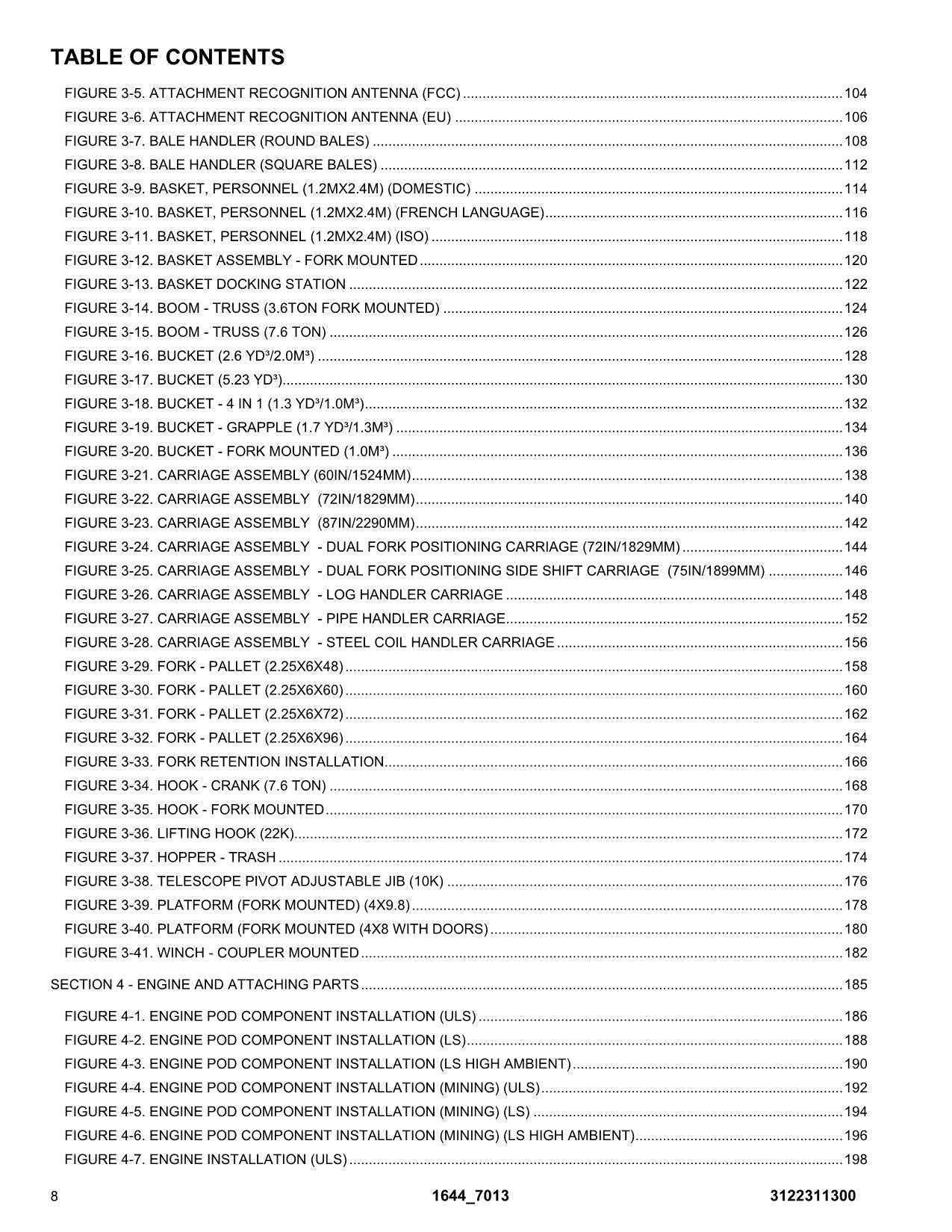 JLG 1644 7013H Telehandler Parts Catalog Manual