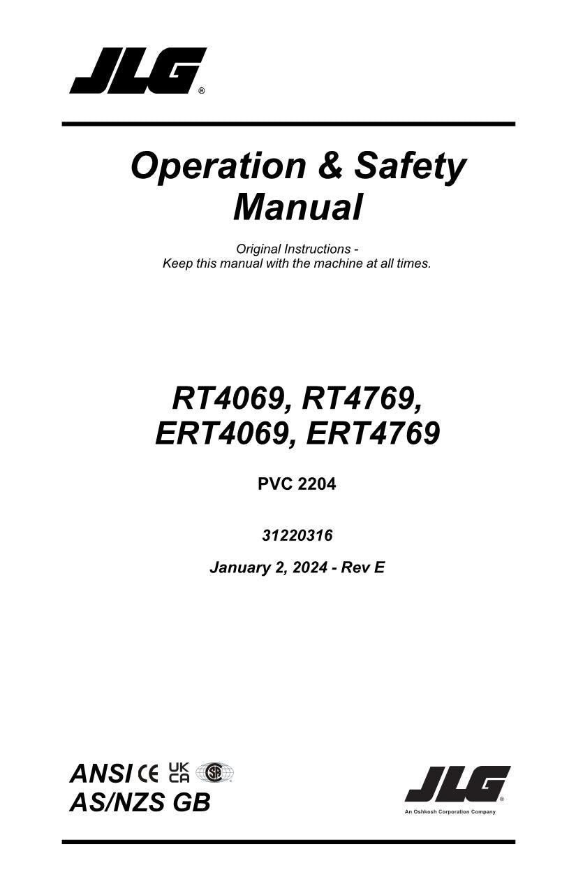 JLG ERT4069 ERT4769 RT4069 RT4769 Scissor Lift Operators Manual 31220316