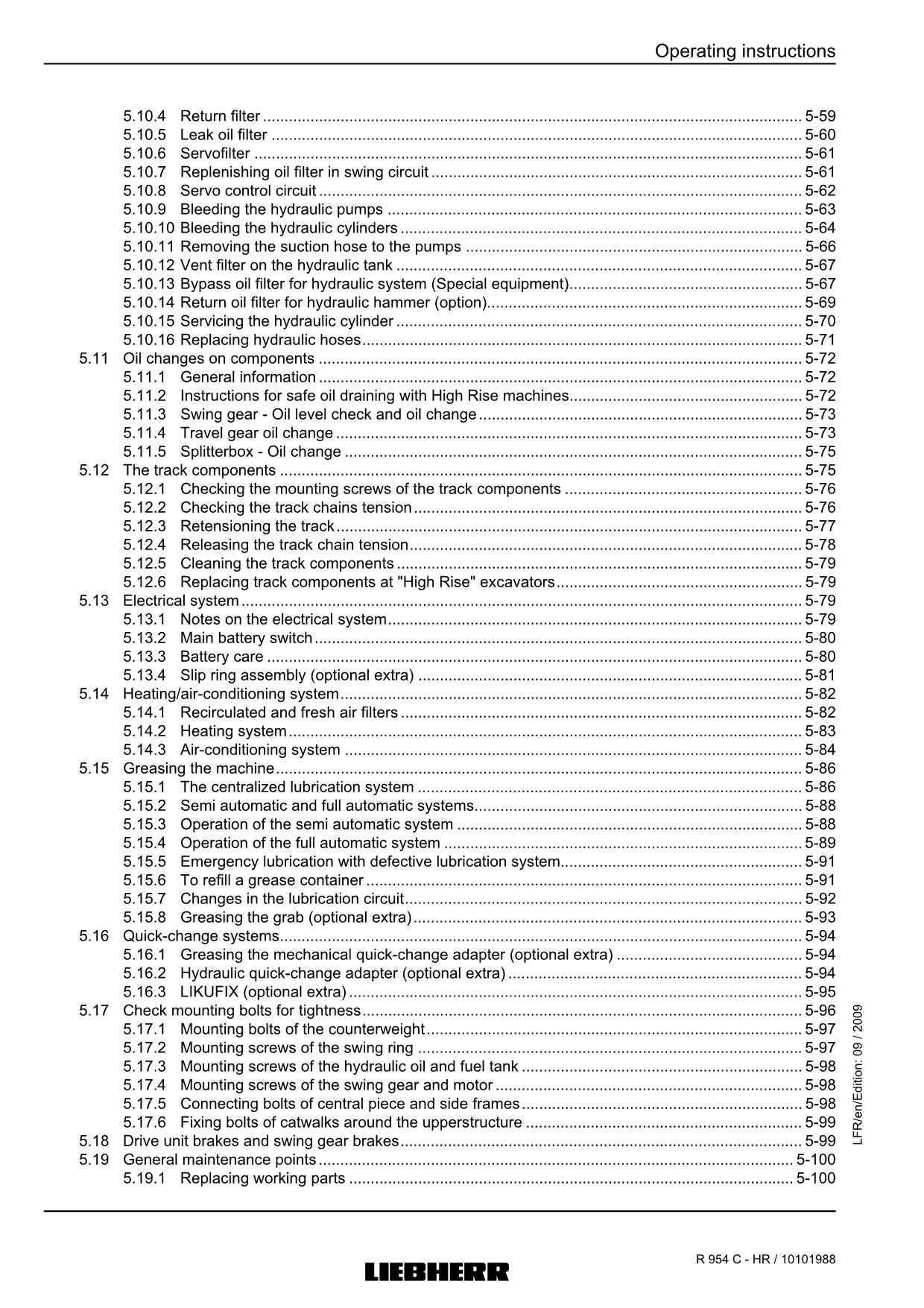 Liebherr R954 C - HR Excavator Operators manual